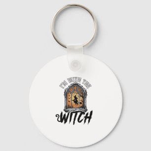 I’m With The Witch Vintage Halloween Key Ring