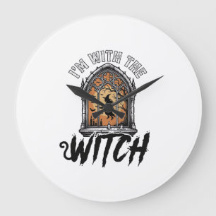 I’m With The Witch Vintage Halloween Large Clock