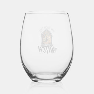 I’m With The Witch Vintage Halloween Stemless Wine Glass