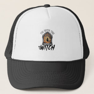 I’m With The Witch Vintage Halloween Trucker Hat
