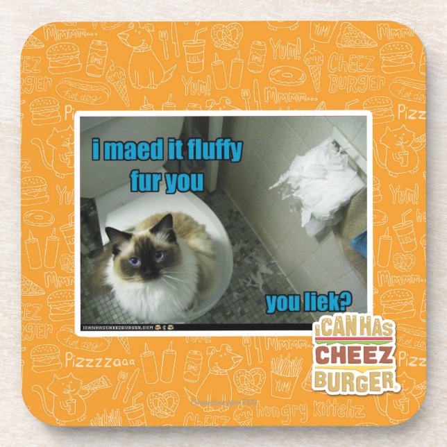 I maed it fluffy fur you coaster (Front)