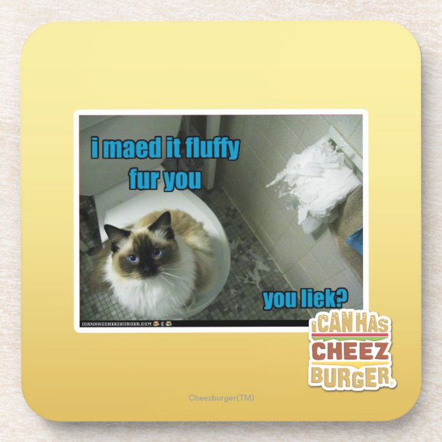 I maed it fluffy fur you coaster (Front)