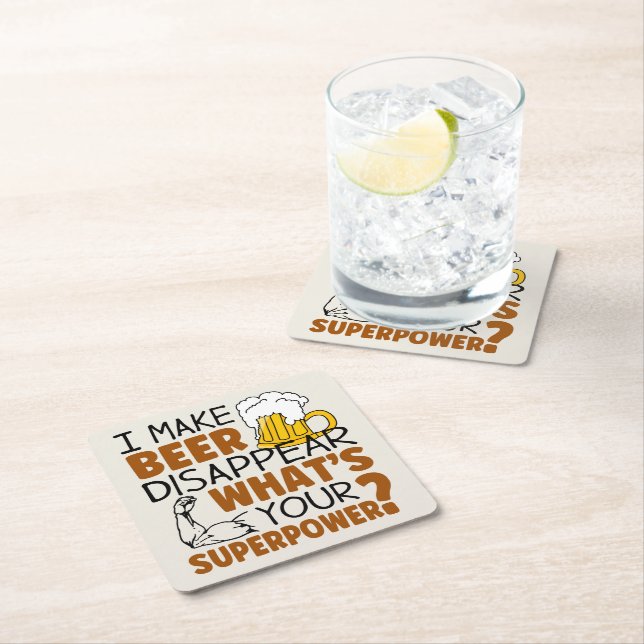 I make beer disappear square paper coaster (Insitu)