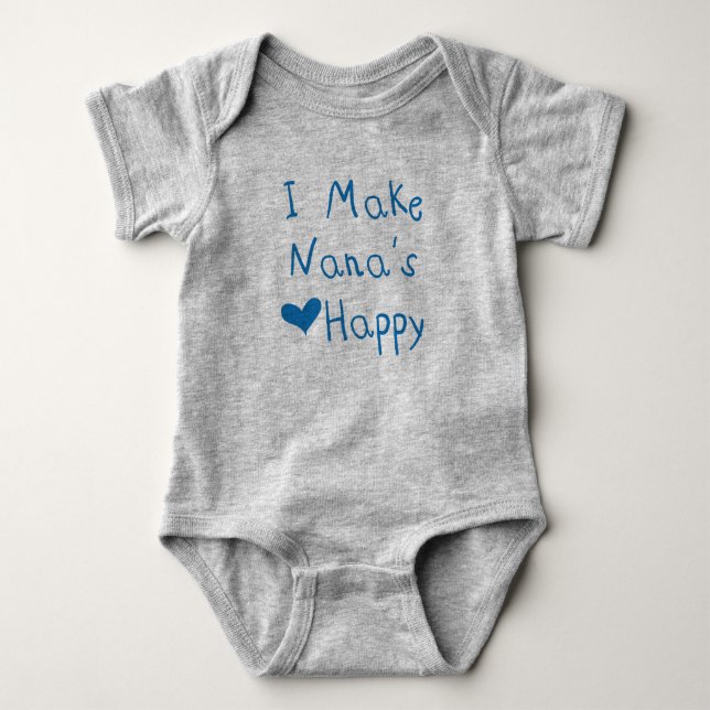 I Make Nana's Heart Happy Baby Football Bodysuit (Front)