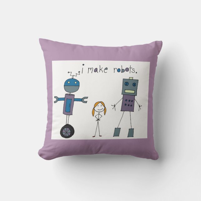 I Make Robots Pillow (Girl) (Front)