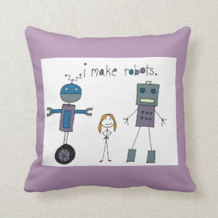 I Make Robots Pillow (Girl)
