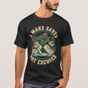 I Make Saves Not Excuses Shirt Funny Hockey Goalie