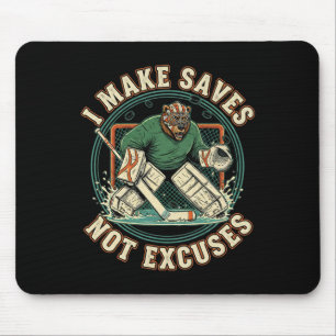I Make Saves Not Excuses Shirt Funny Hockey Goalie Mouse Pad