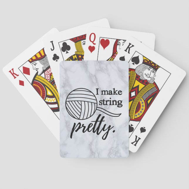 I Make String Pretty Crafts Marble Grey Playing Cards (Back)