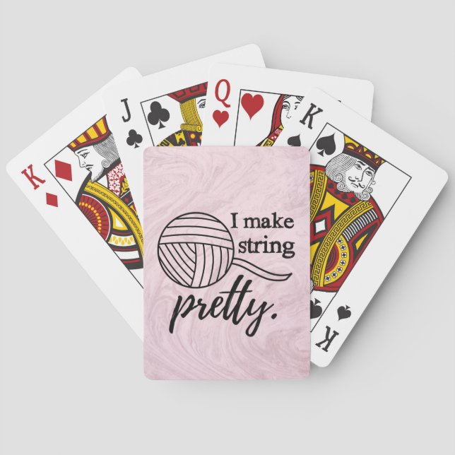 I Make String Pretty Crafts Marble Pink Playing Cards (Back)