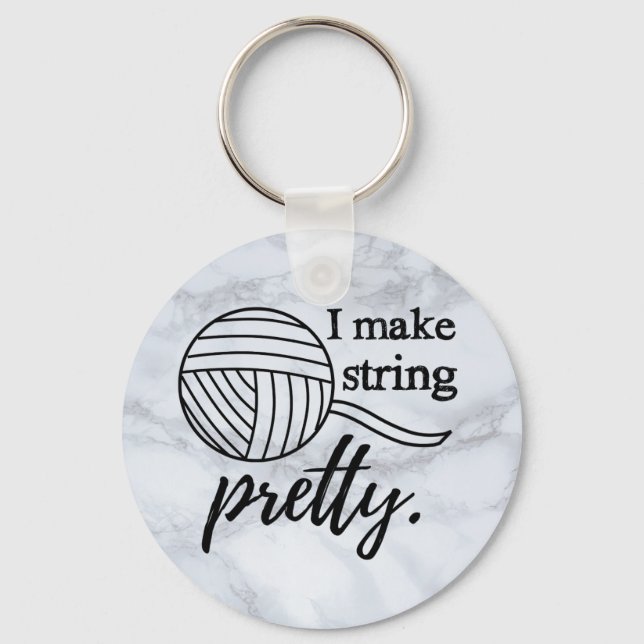 I Make String Pretty • Crafts Yarn Marble Key Ring (Front)