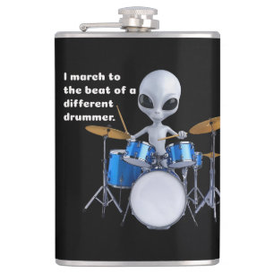 I march to the beat of different drummer hip flask