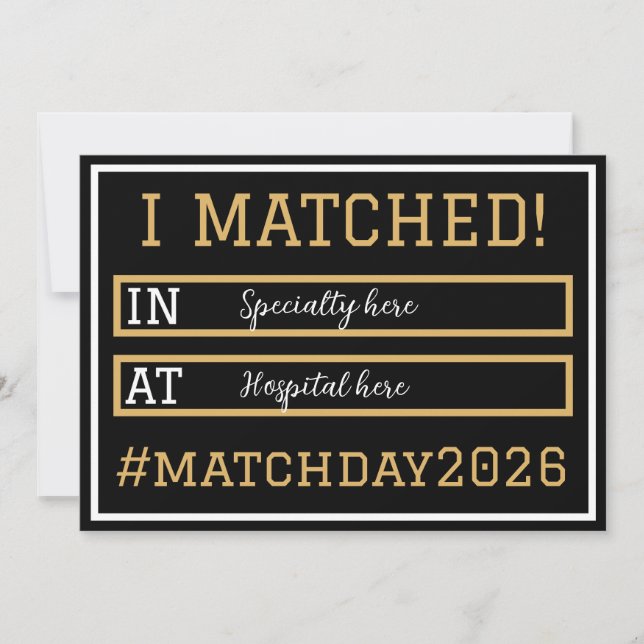I Matched Match Day Announcement (Front)
