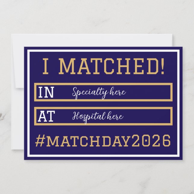 I Matched Match Day Announcement (Front)