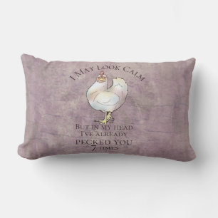 "I May Look Calm" Chicken Lumbar Cushion