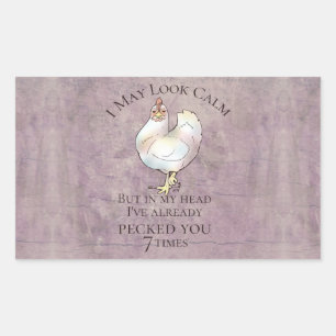 "I May Look Calm" Chicken Rectangular Sticker