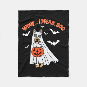 I Mean Boo Funny Ghost Dog Halloween Pumpkin  Fleece Blanket