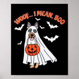 I Mean Boo Funny Ghost Dog Halloween Pumpkin Poster