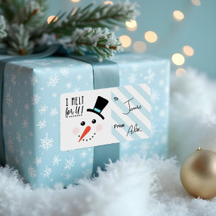 I melt for You   Frosty Jolly Snowman Christmas Label