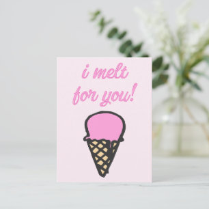 I melt for you -Romantic Ice Cream Cone Postcard