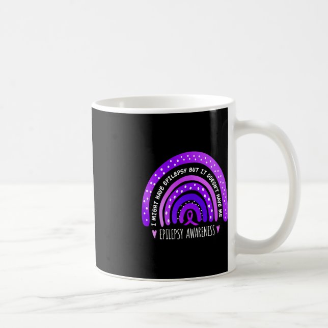I Might Have Epilepsy Awareness Purple Rainbow Rib Coffee Mug (Right)
