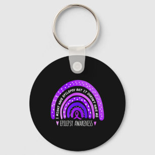 I Might Have Epilepsy Awareness Purple Rainbow Rib Key Ring