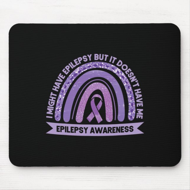 I Might Have Epilepsy Awareness Purple Rainbow Rib Mouse Pad (Front)