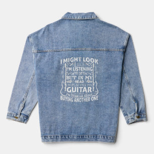 I Might Look Like I'm Listening bass T-shirt Denim Jacket