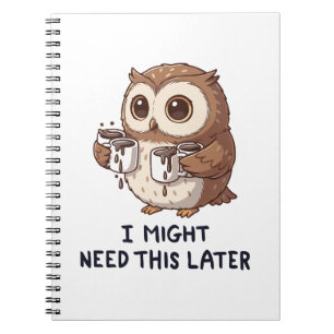 I Might Need Coffee Later - Funny Owl Humour Notebook
