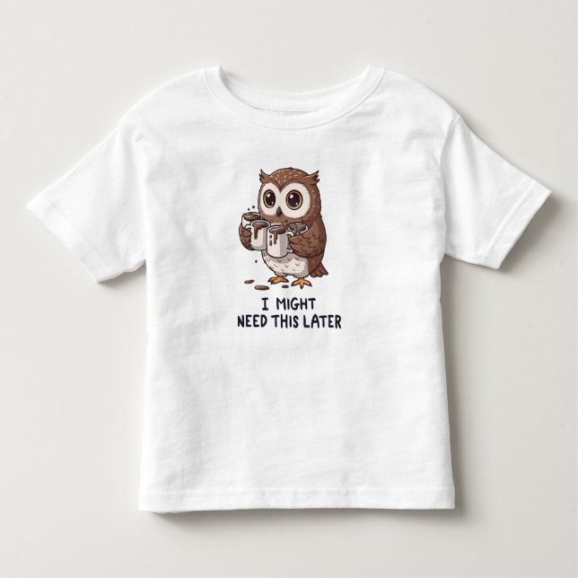 I Might Need Coffee Later - Funny Owl Humour Toddler T-Shirt (Front)
