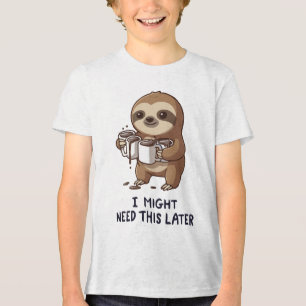I Might Need Coffee Later - Lazy Sloth Humor Tri-Blend Shirt
