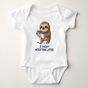I Might Need Coffee Later - Lazy Sloth Humour Baby Bodysuit
