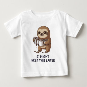 I Might Need Coffee Later - Lazy Sloth Humour Baby T-Shirt