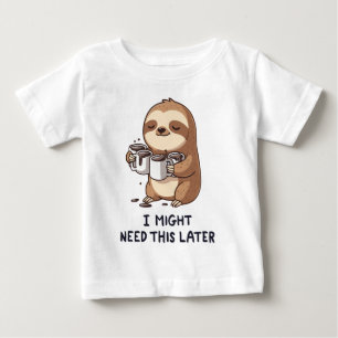 I Might Need Coffee Later - Lazy Sloth Humour Baby T-Shirt