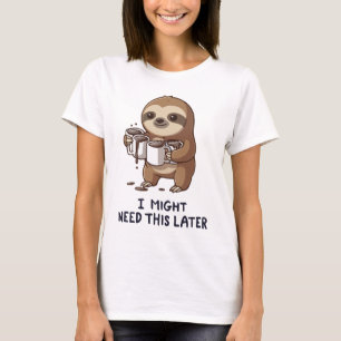 I Might Need Coffee Later - Lazy Sloth Humour T-Shirt