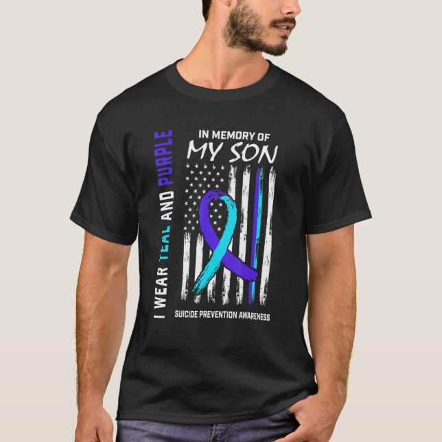 I Miss In Memory Of My Son Suicide Awareness Ameri T-Shirt (Front)