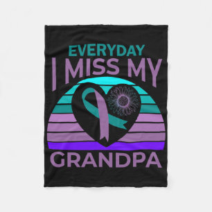 I Miss My Grandpa Heart Suicide Awareness Granddau Fleece Blanket