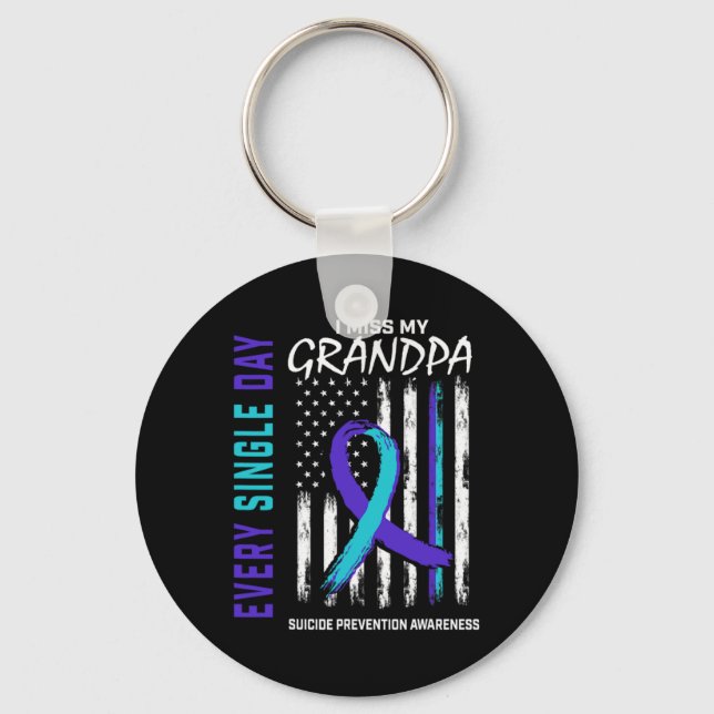 I Miss My Grandpa Suicide Awareness Prevention Ame Key Ring (Front)