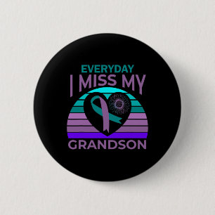 I Miss My Grandson Heart Suicide Awareness Grandma 6 Cm Round Badge