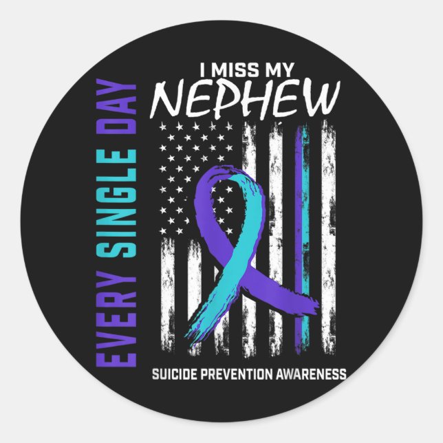 I Miss My Nephew Suicide Awareness Prevention Amer Classic Round Sticker (Front)