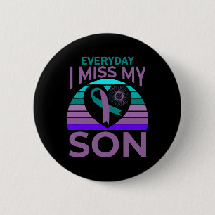 I Miss My Son Heart Sunflower Suicide Awareness Mo 6 Cm Round Badge