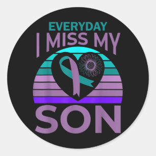 I Miss My Son Heart Sunflower Suicide Awareness Mo Classic Round Sticker