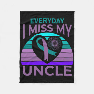 I Miss My Uncle Heart Sunflower Suicide Awareness  Fleece Blanket