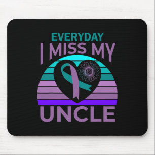 I Miss My Uncle Heart Sunflower Suicide Awareness  Mouse Pad