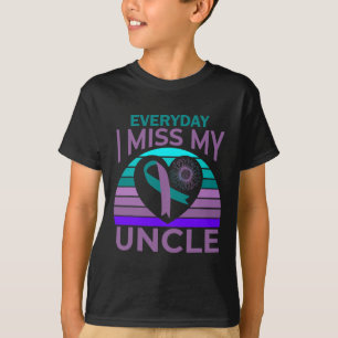 I Miss My Uncle Heart Sunflower Suicide Awareness T-Shirt