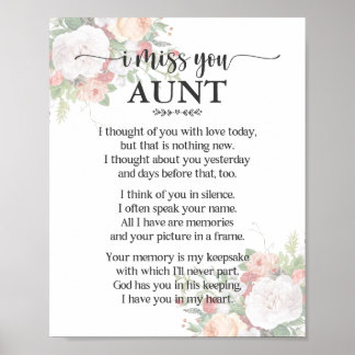 I Miss You Aunt Poem Poster