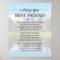 I Miss You Best Friend Poem Poster