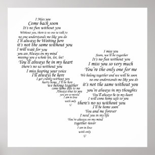 I Miss You - Broken Separated Heart Poster