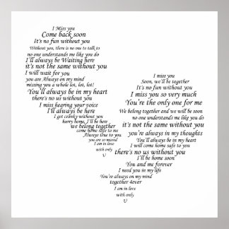 I Miss You - Broken Separated Heart Poster