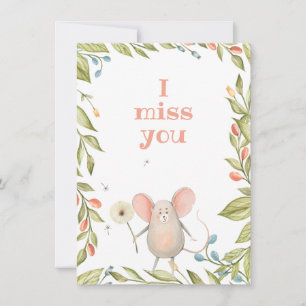 I Miss You Cute Garden Mouse Frame Card